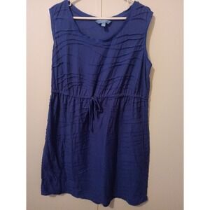 Simply Vera Vera Wang Purple Textured Drawstring Waist Sleeveless Dress Plus 1X